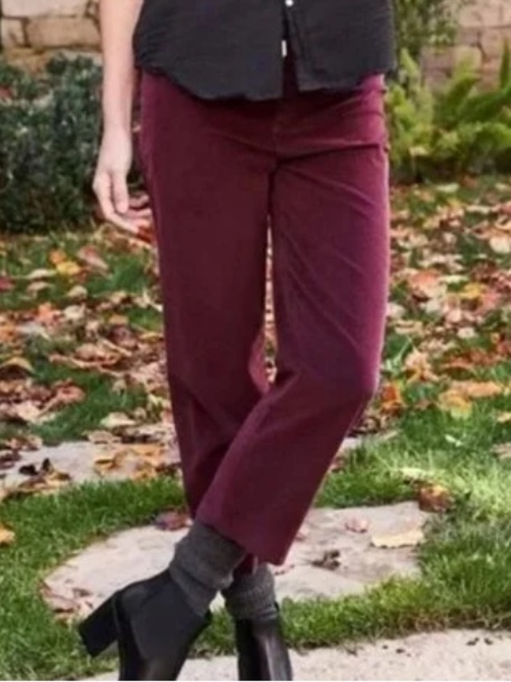 Frank & Eileen Wine-Red Cropped Straight Pants Size 6 Burgundy.
